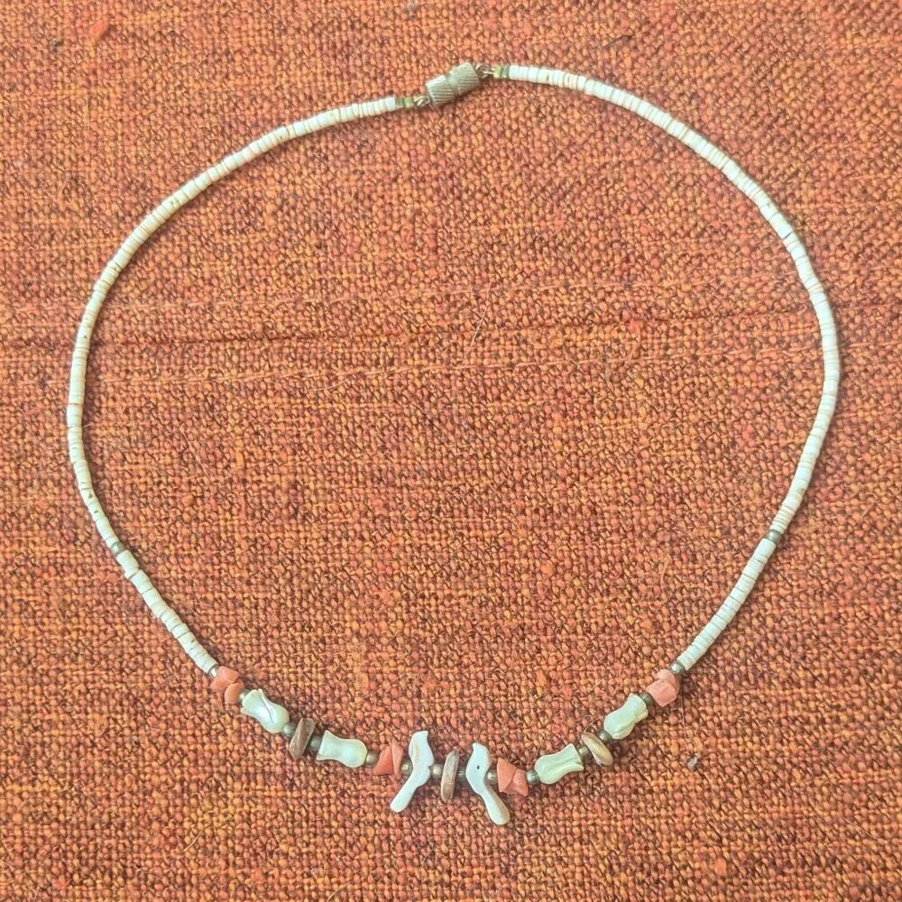 Heshi Fetish Necklace Bird Dove Choker Native‎ Tribal Navajo Zuni Puka Boho